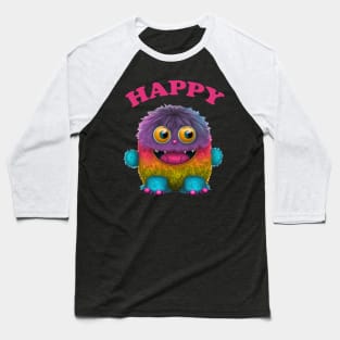 Happy Furry Monster Baseball T-Shirt